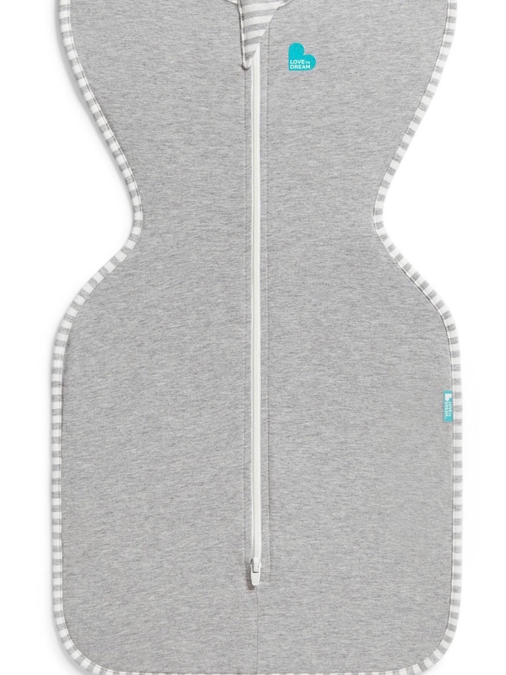 Love to Dream Grey Ergonomic Swaddle with Teal Logo